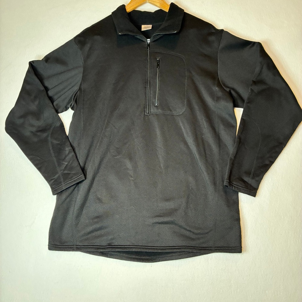 Drake Waterfowl Pullover Men's LG Black 1/4 Zip Chest Pocket Fleece Lined Layer